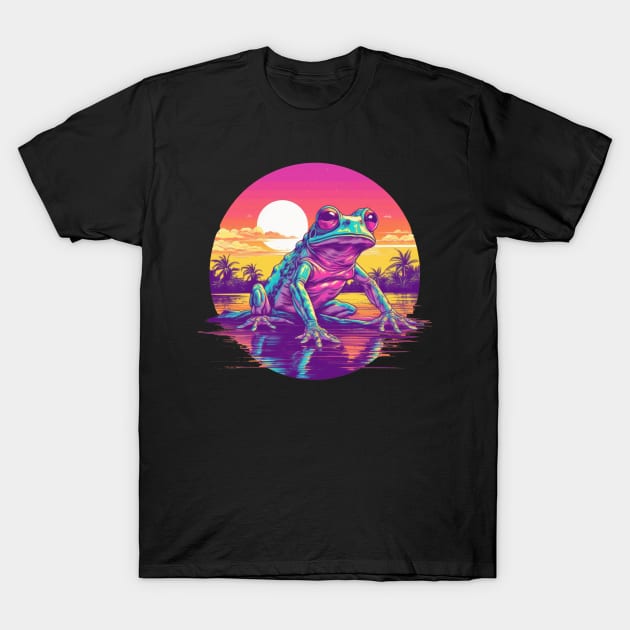 This synthwave frog is living his best life T-Shirt by Pixel Poetry
